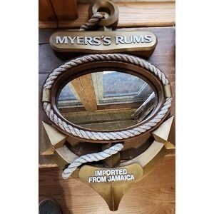 Vintage Myers's JAMAICAN RUM Nautical Anchor Sign‎ & Mirror Man Cave Bar Sign